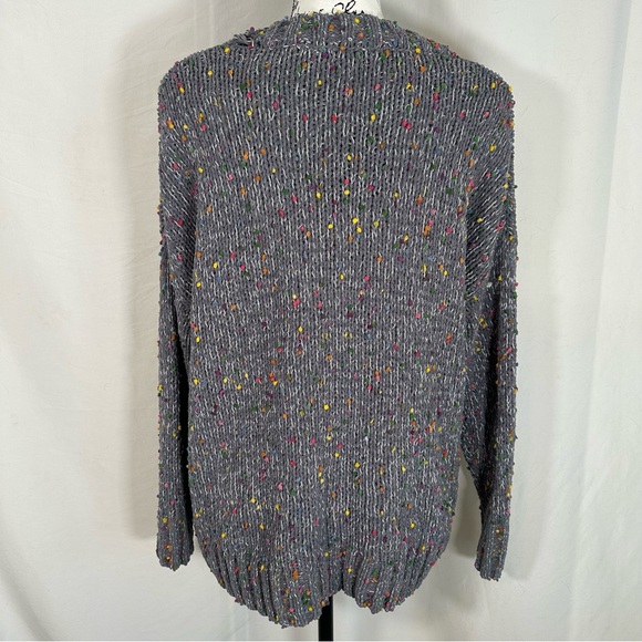 Seven 7 Chenille Confetti Crewneck Women’s Sweater Small Y2K Grunge Distressed - Picture 3 of 6